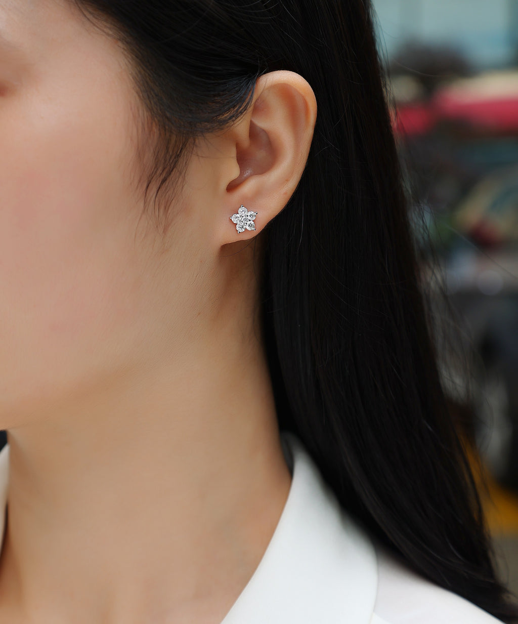 Moissanite Stud Earrings - S925 Sterling Silver Platinum-Plated (Pair)