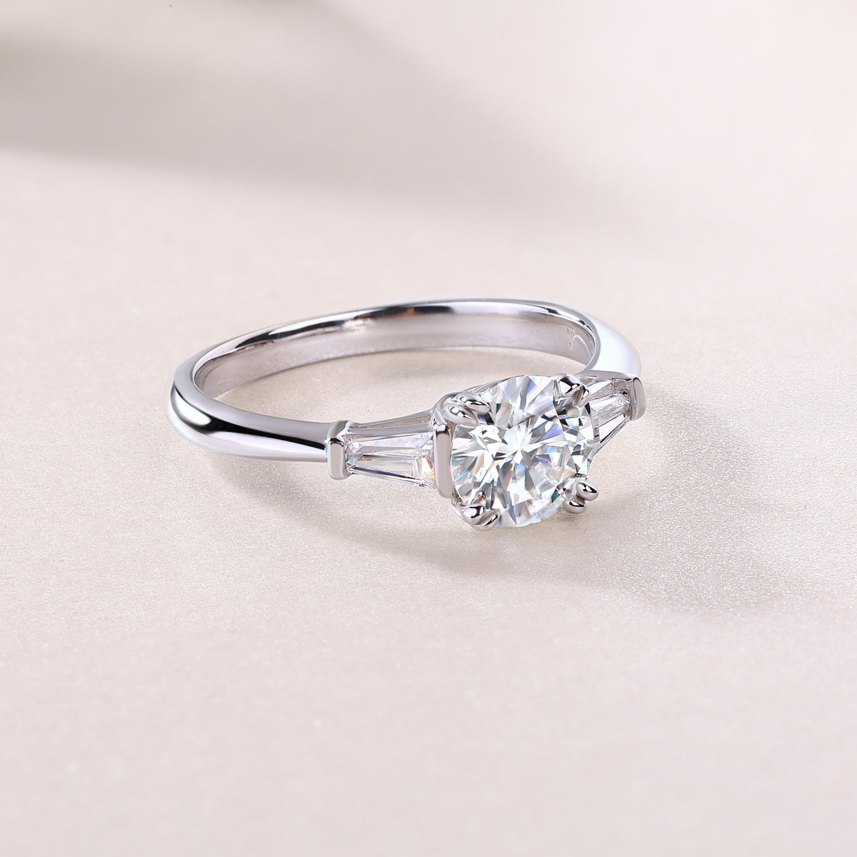 1 Carat Moissanite Sterling Silver Solitaire Ring