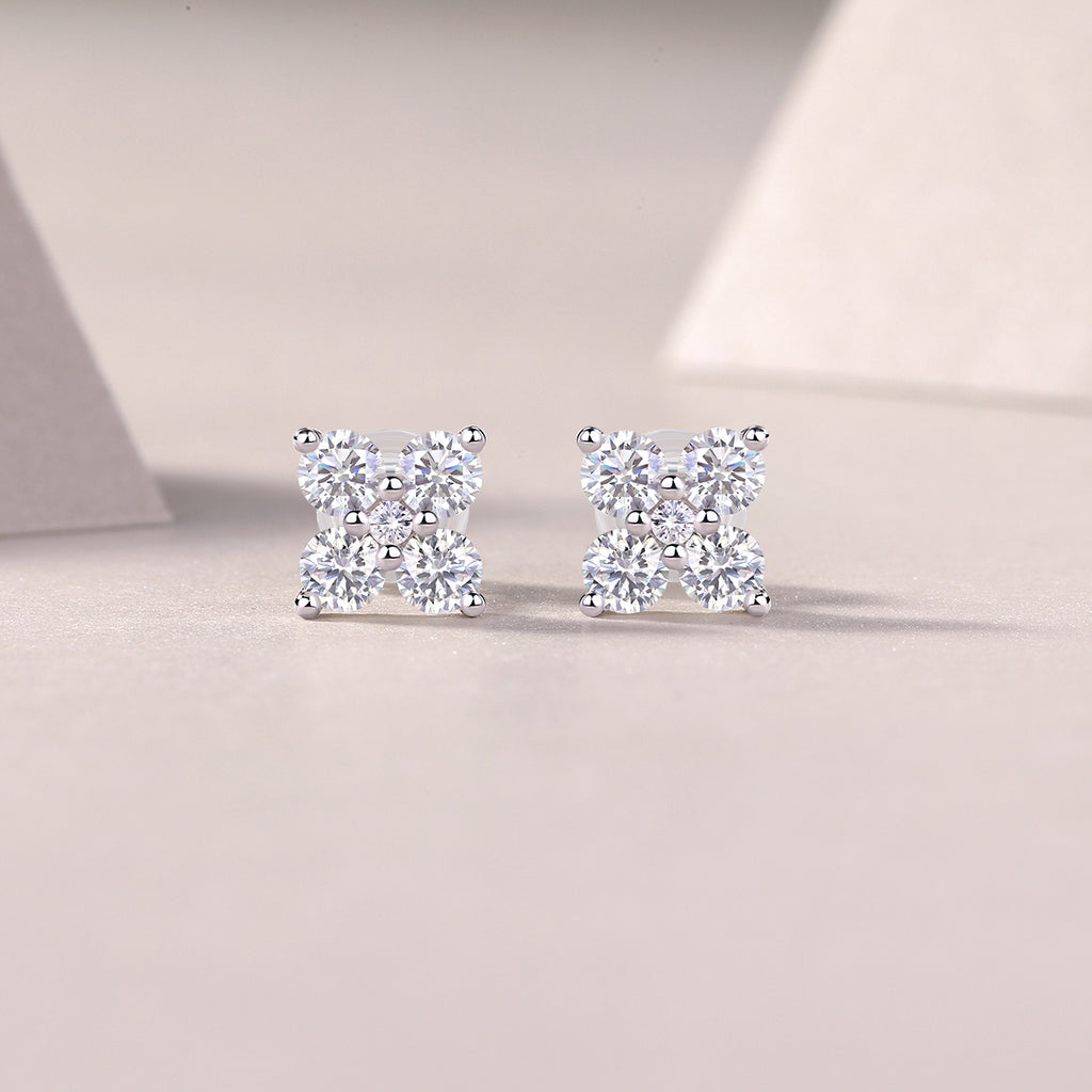 Moissanite Stud Earrings - S925 Sterling Silver Platinum-Plated (Pair)