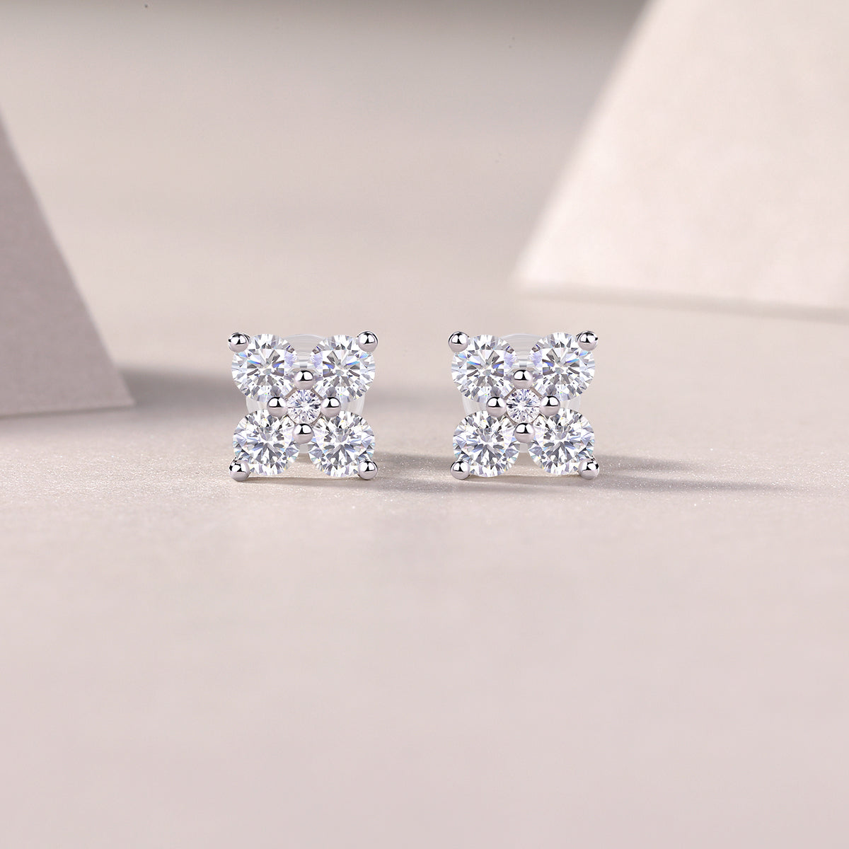 Moissanite Stud Earrings - S925 Sterling Silver Platinum-Plated (Pair)