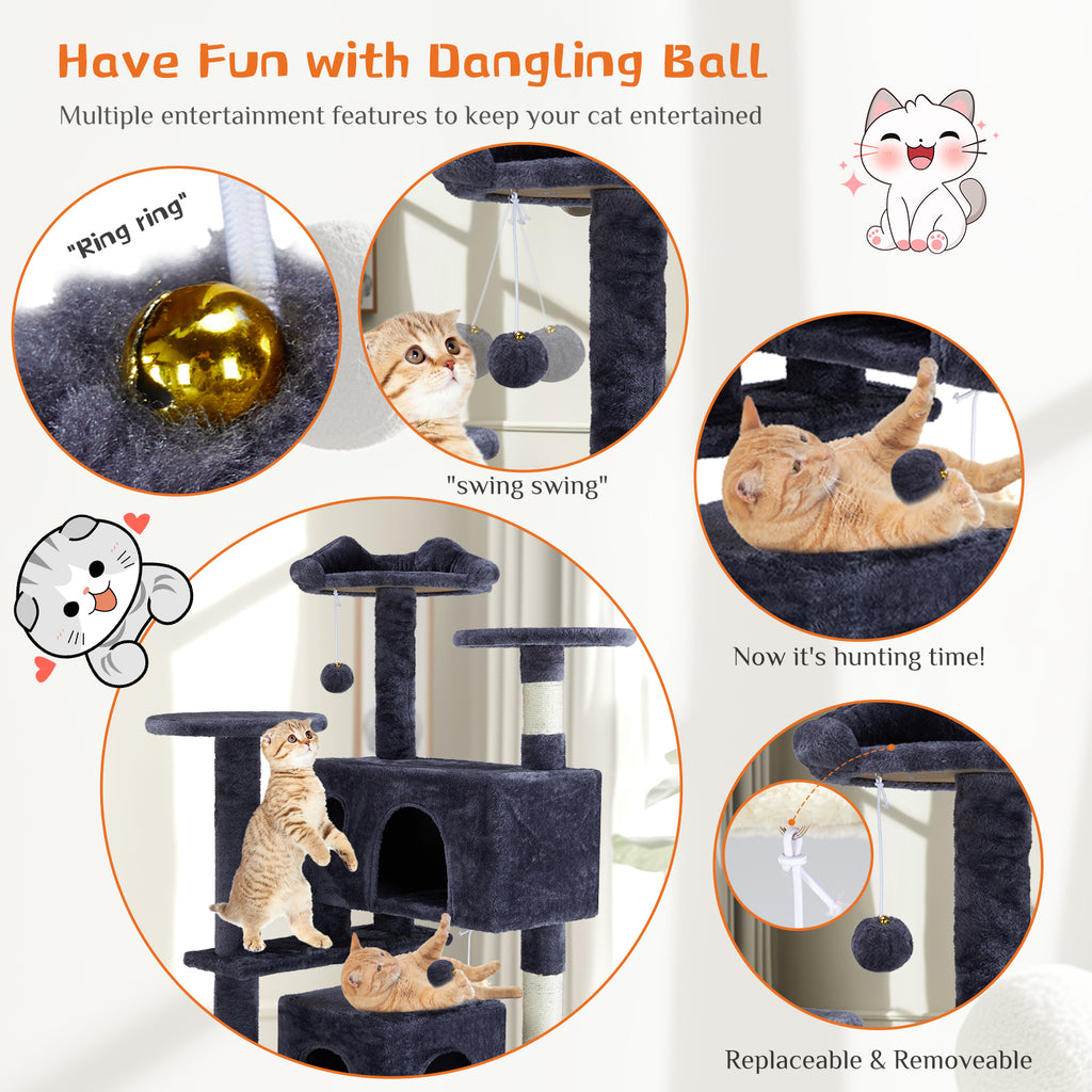 54" Multi-Level Cat Tree Tower with Scratching Posts