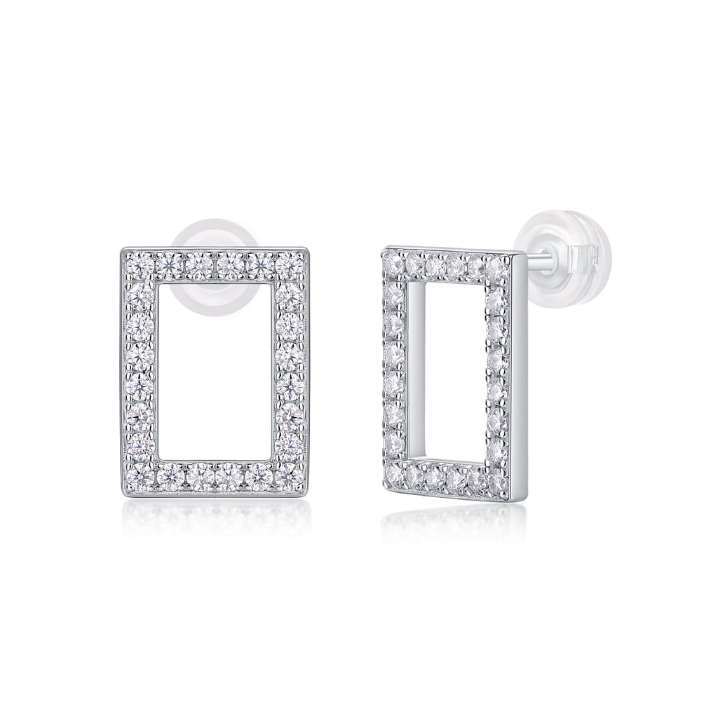 Moissanite Sterling Silver Platinum Plated Studs