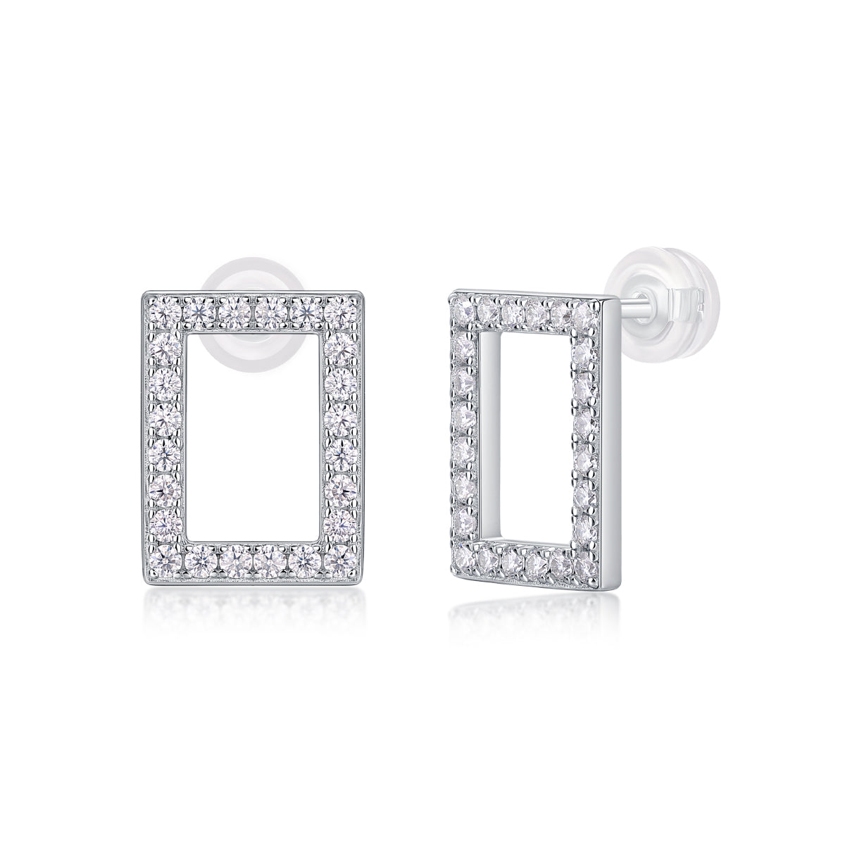 Moissanite Sterling Silver Platinum Plated Studs