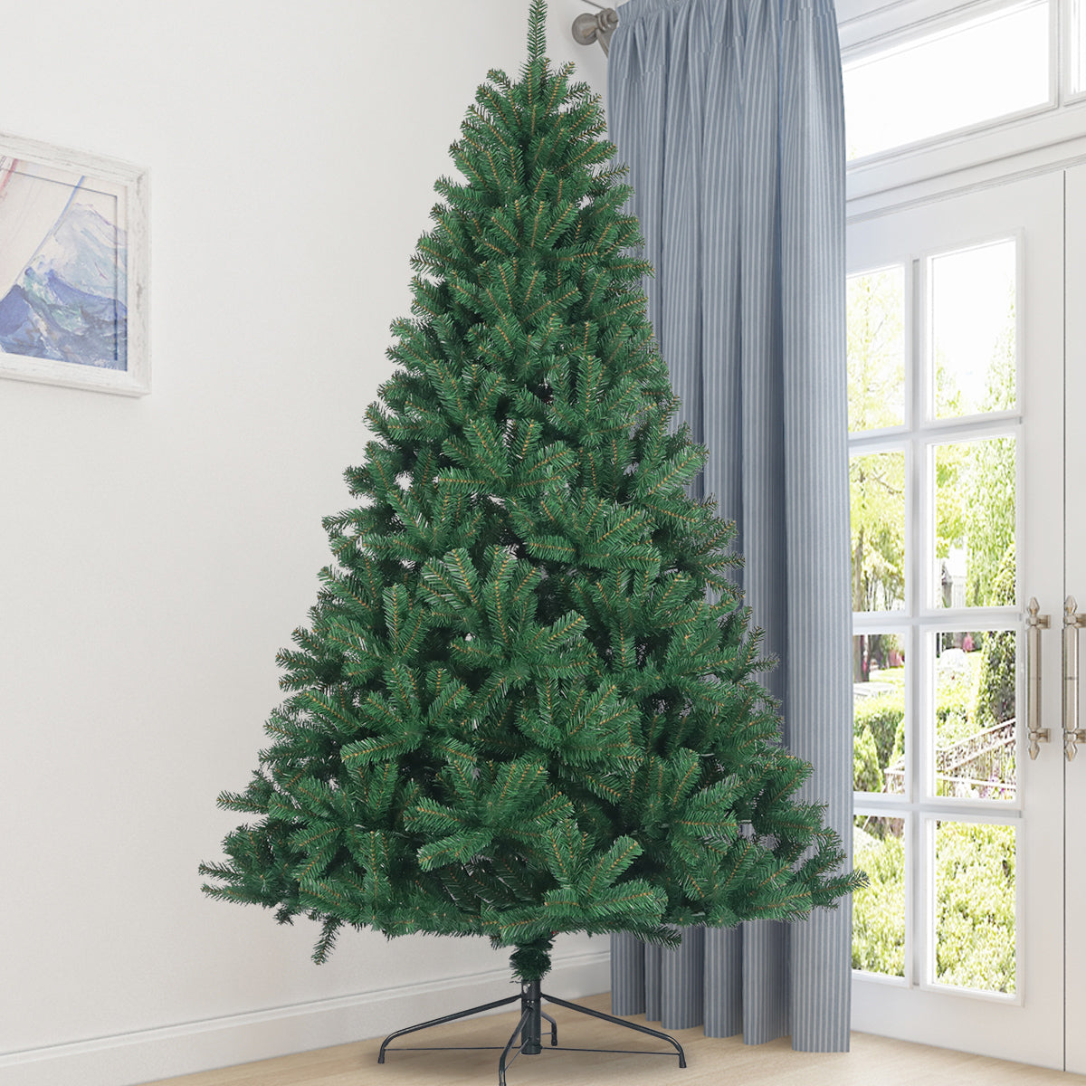 6 Foot Artificial Christmas Tree - Unlit Spruce with 1000 Branch Tips & Metal Stand