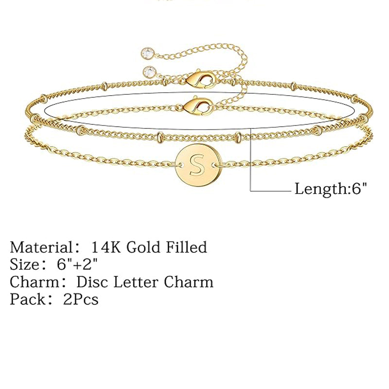 Dainty 14K Gold Plated Layered Pearl Bar & Chain Bracelet