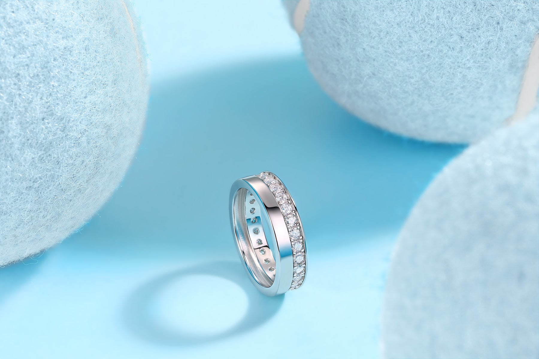 Moissanite Sterling Silver Wedding Ring - Multi-Stone