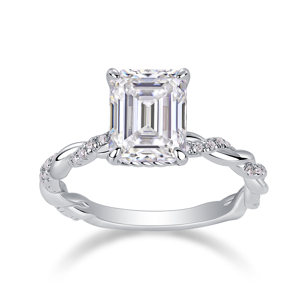 Octagonal Moissanite Ring - S925 Sterling Silver Platinum-Plated