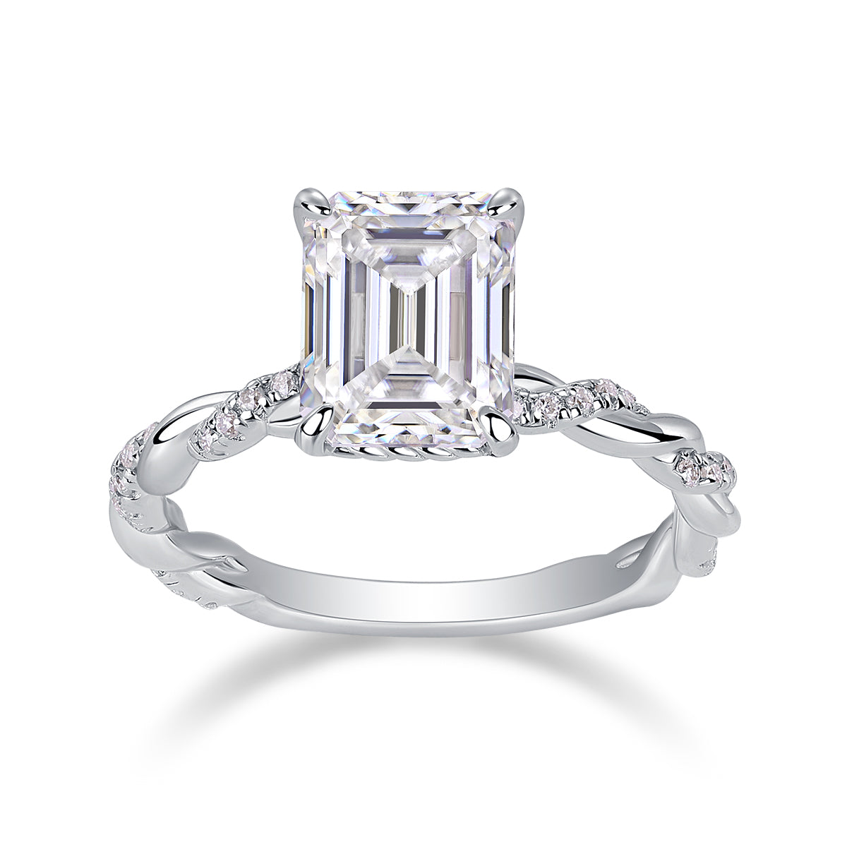 Octagonal Moissanite Ring - S925 Sterling Silver Platinum-Plated
