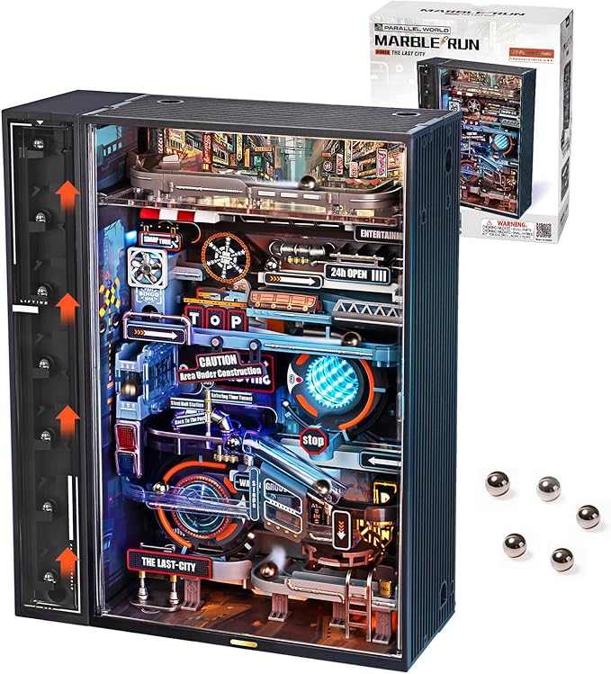 Robotime Last City Marble Run 3D Puzzle with LED Lights - Glow in the Dark Model Kit