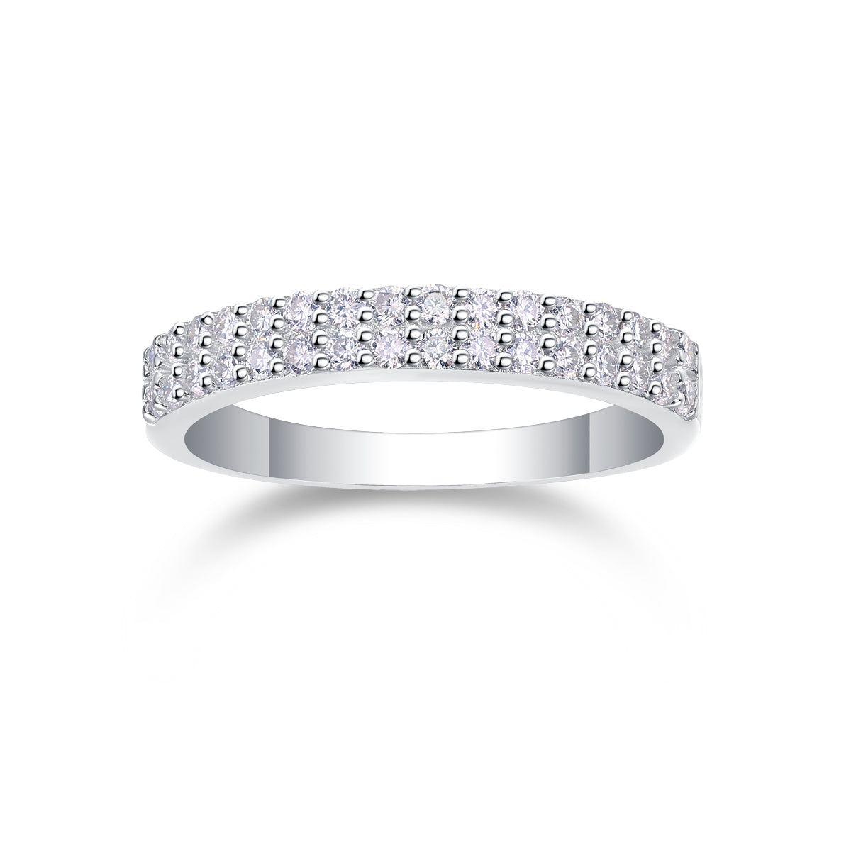Double Row Moissanite Sterling Silver Ring