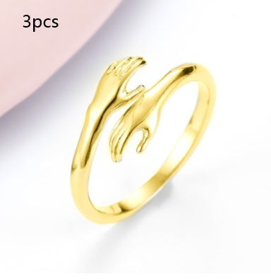 Alloy Simple Hands Hug Adjustable Ring