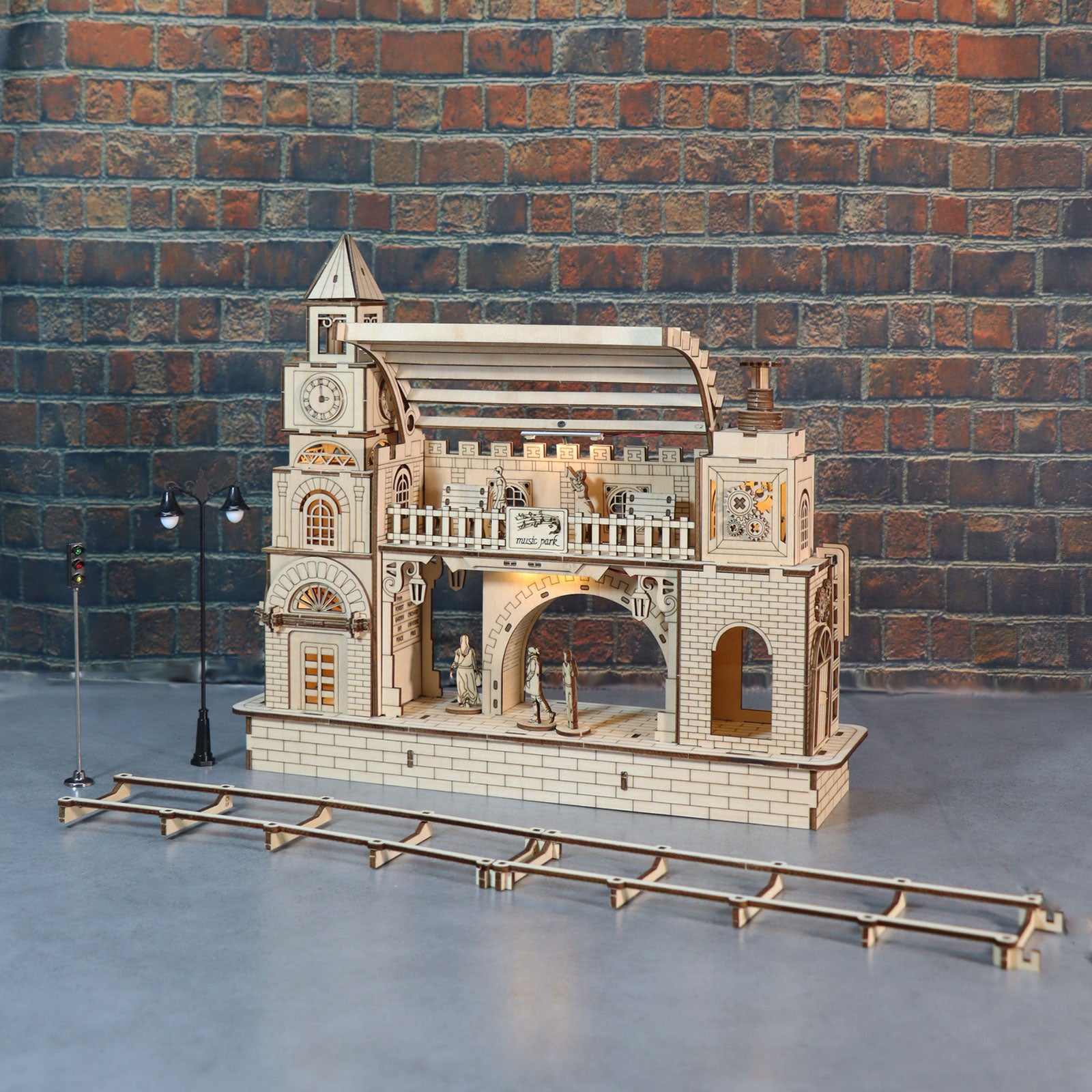 Railway Station 3D Wooden Puzzle Model Kit - Architectural Construction Set