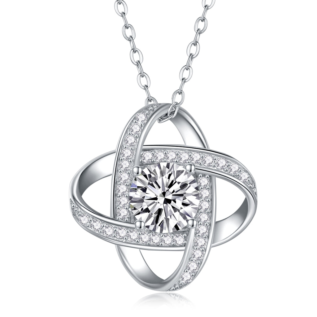 1 Carat Moissanite Pendant Necklace - S925 Sterling Silver with Platinum Plating