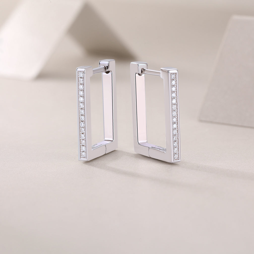 Moissanite Stud Earrings - S925 Sterling Silver Platinum-Plated (Pair)