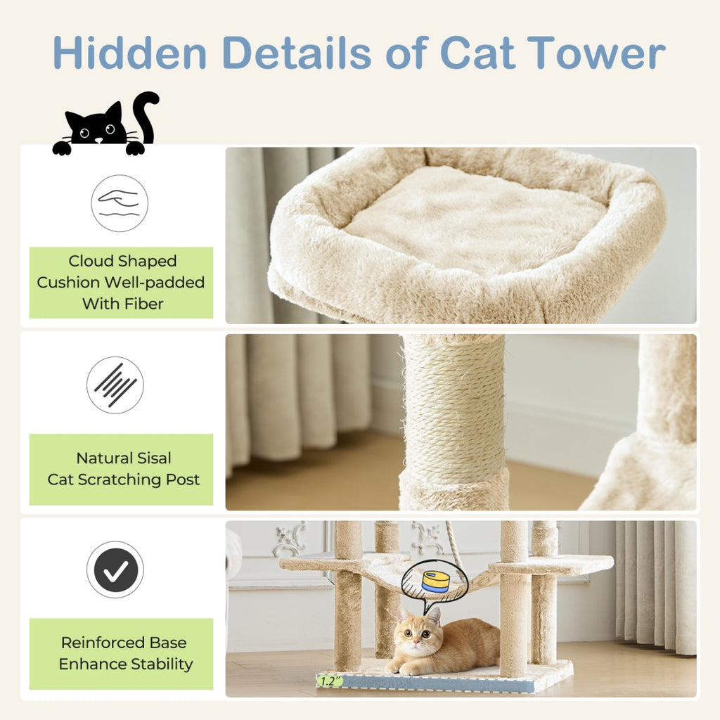 66" Multi-Level Cat Tree Tower with Condos and Scratching Posts
