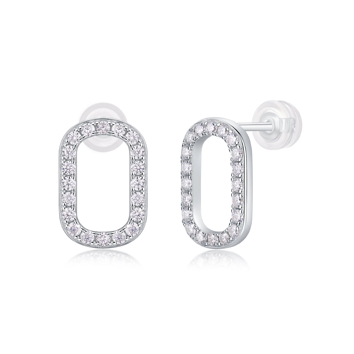 Moissanite Platinum Plated Sterling Silver Stud Earrings