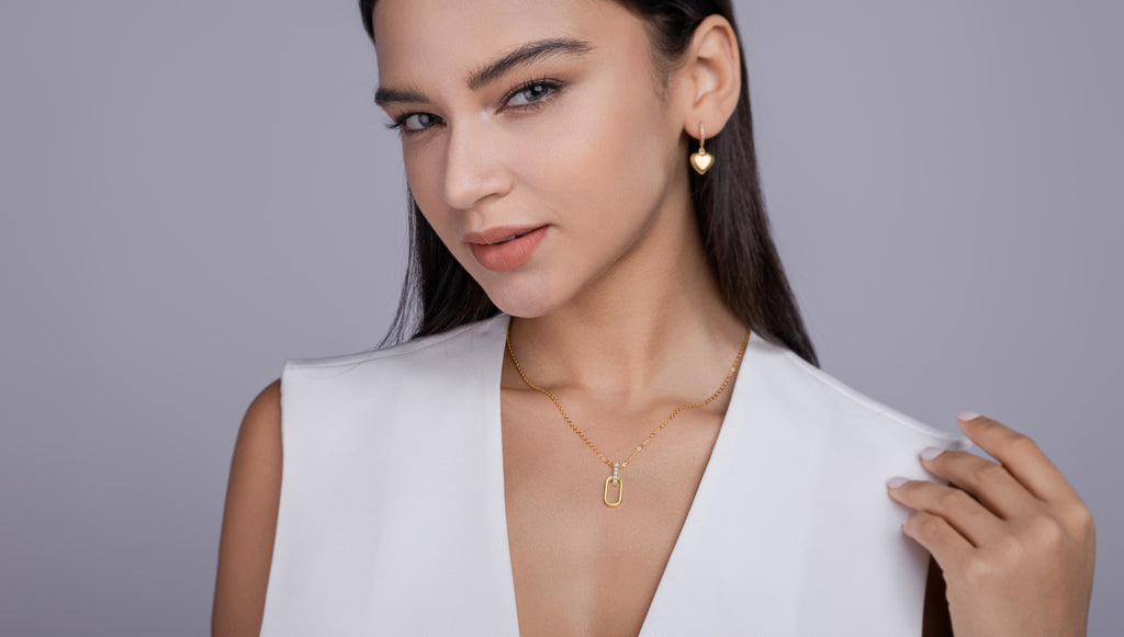 Geometric Moissanite Gold Plated Sterling Silver Necklace