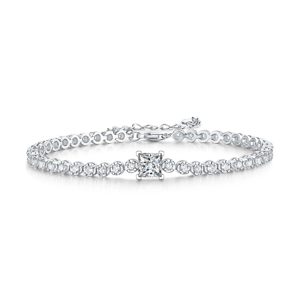 Luxury Moissanite Square Diamond Silver Bracelet