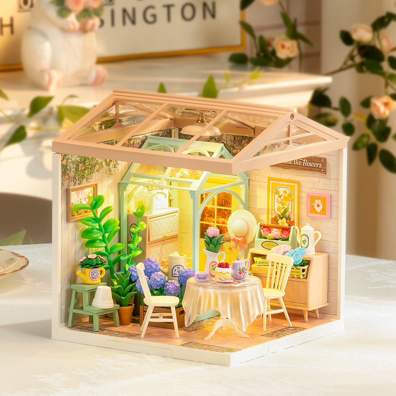 Robotime Blooming Tea Garden Miniature Kit - DIY Dollhouse