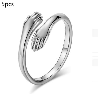 Alloy Simple Hands Hug Adjustable Ring