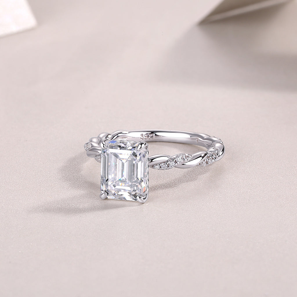 Octagonal Moissanite Ring - S925 Sterling Silver Platinum-Plated