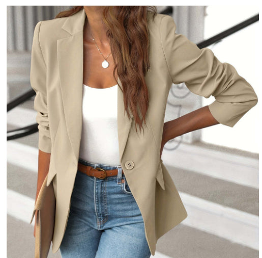 Women's Lapel Button Fashion Jacket