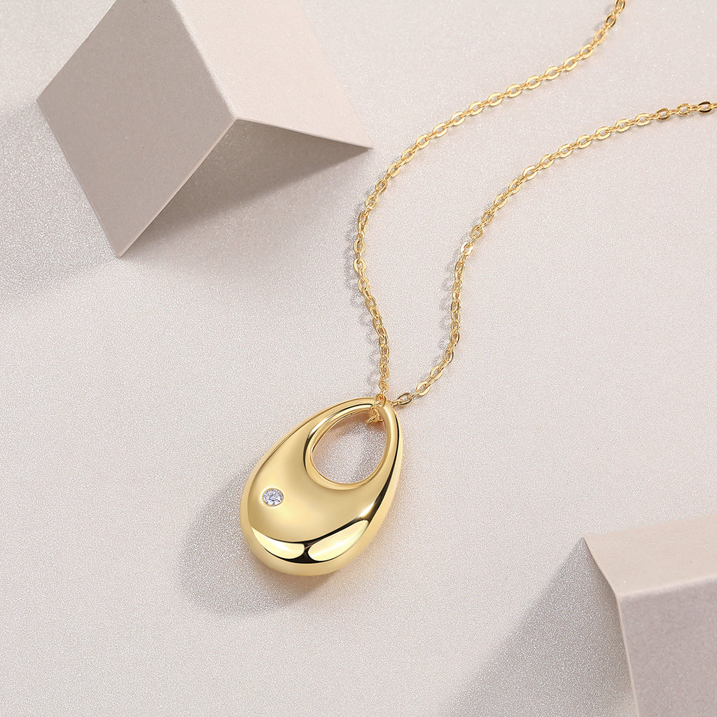Moissanite Pendant Necklace - S925 Sterling Silver with Gold Plating