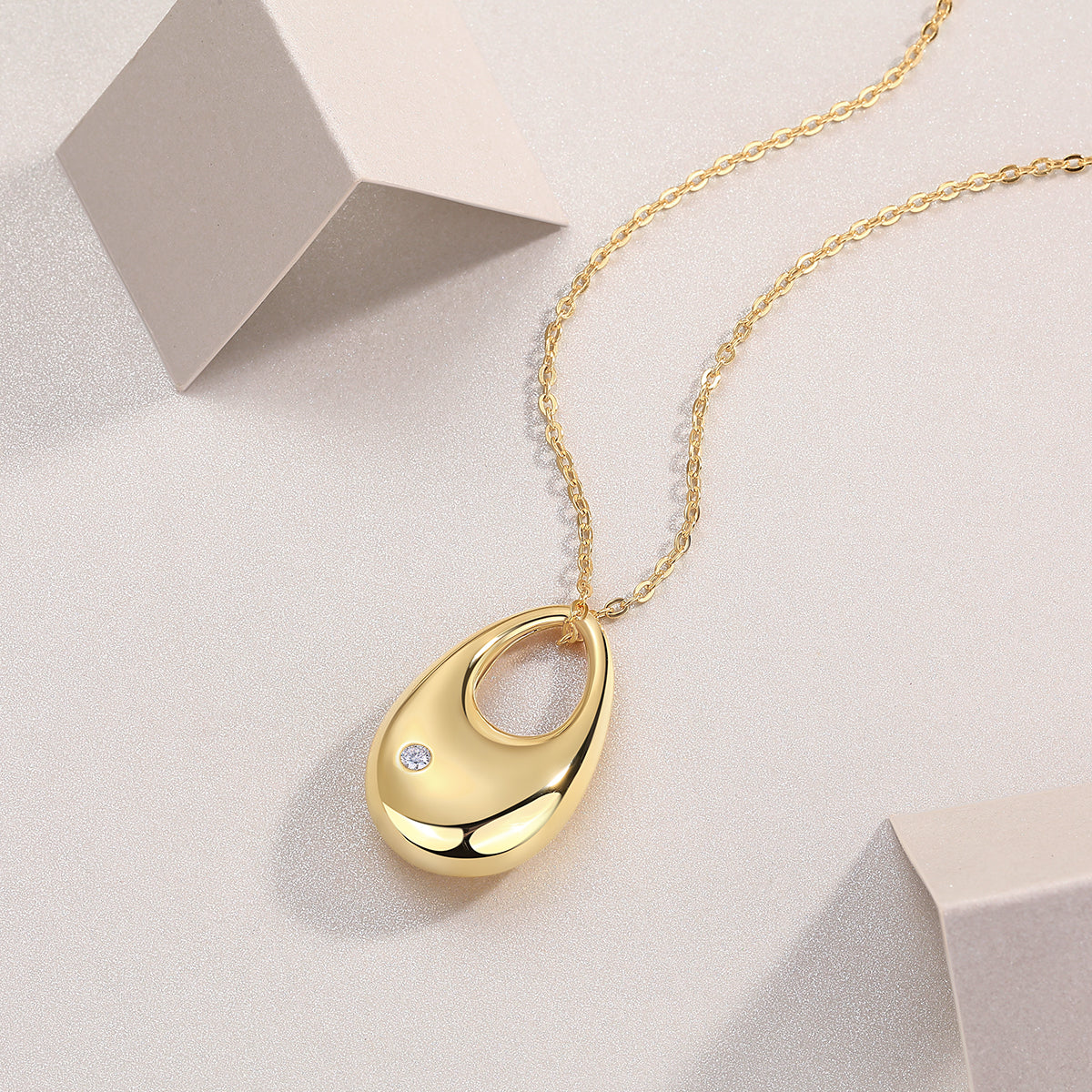 Moissanite Pendant Necklace - S925 Sterling Silver with Gold Plating