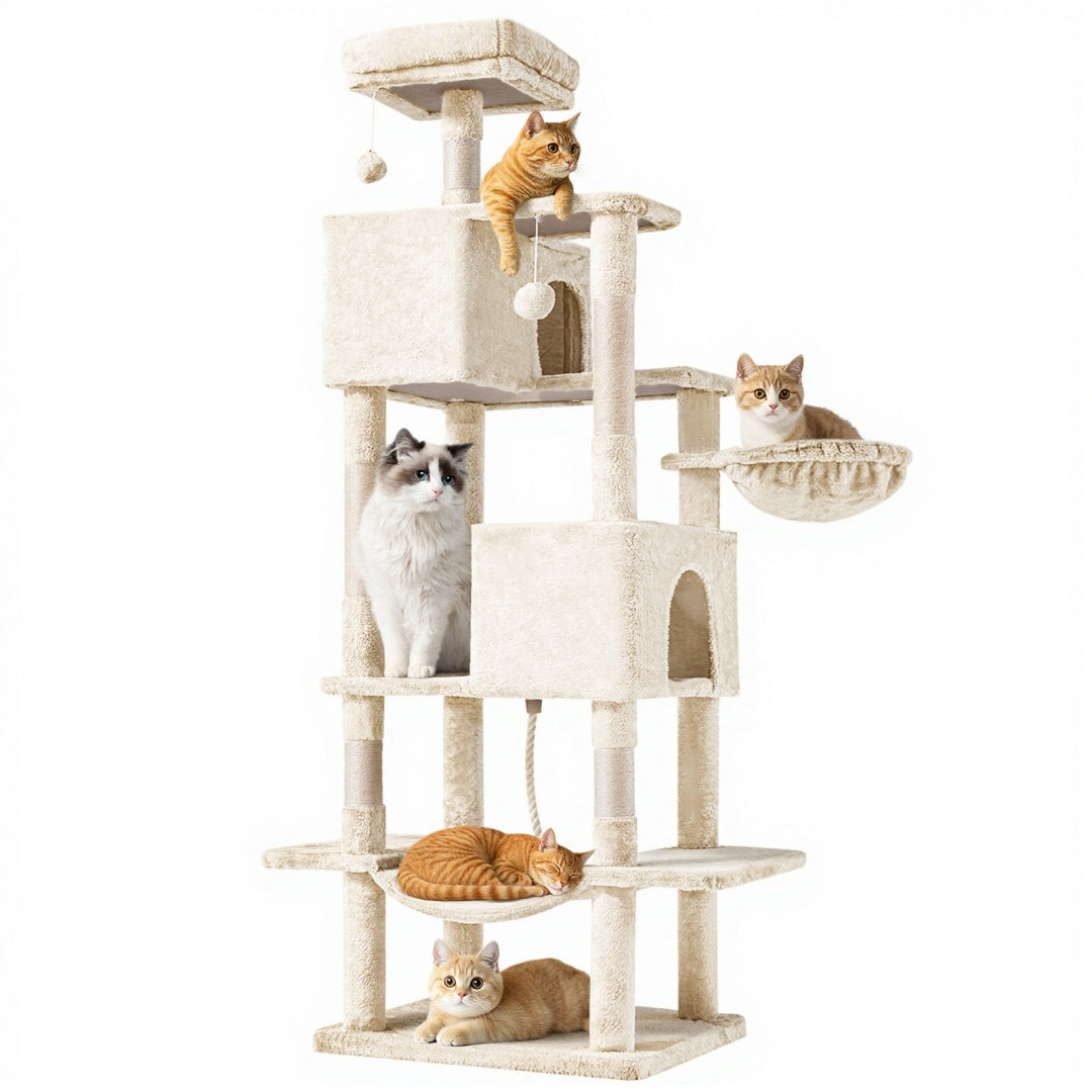 66" Multi-Level Cat Tree Tower with Condos and Scratching Posts