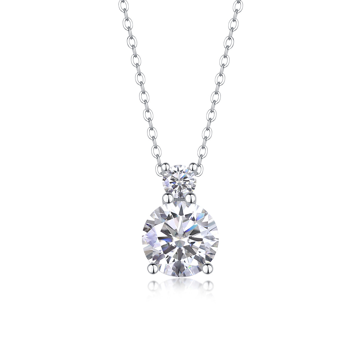 Jazz Manor Moissanite Pendant Necklace — 3ct, S925 Sterling Silver, Platinum-Plated