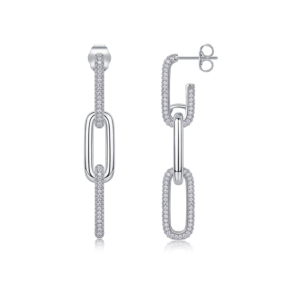 Moissanite Chain Earrings Set - 925 Sterling Silver