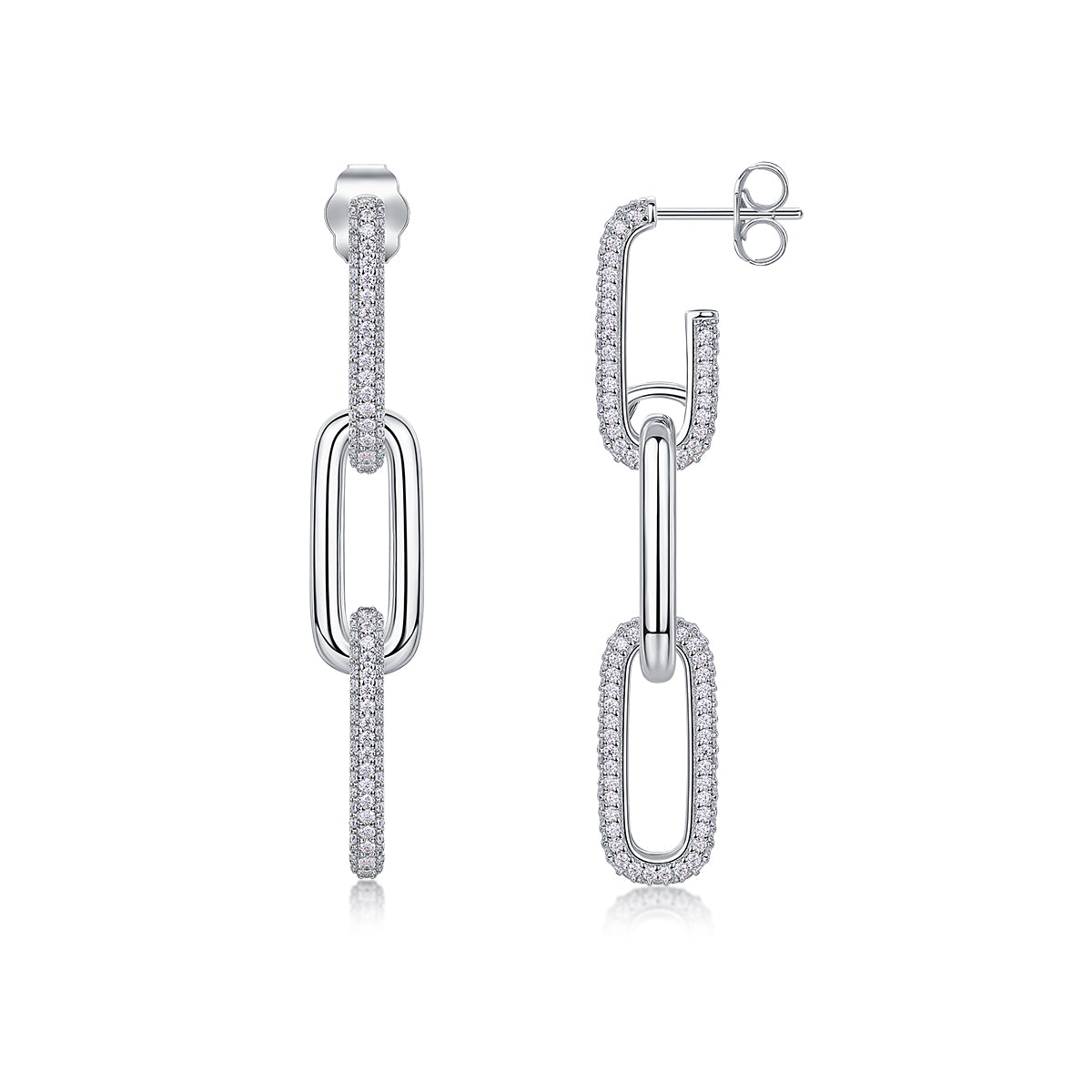 Moissanite Chain Earrings Set - 925 Sterling Silver