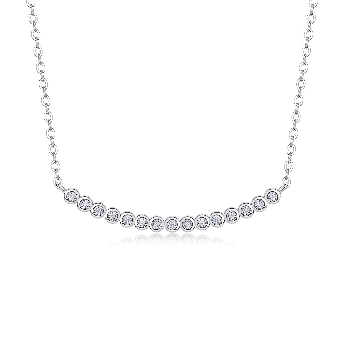 Moissanite Pendant Necklace — S925 Sterling Silver, Platinum-Plated
