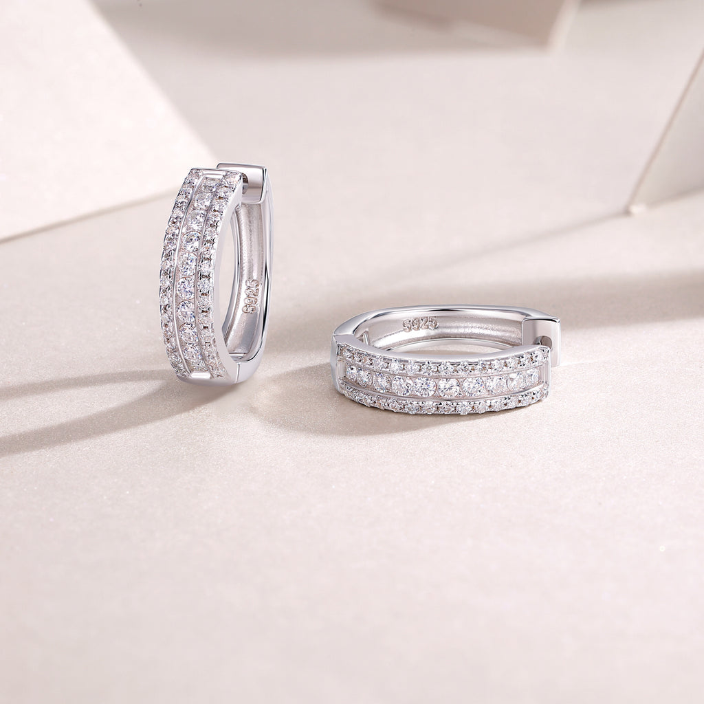 Moissanite Sterling Silver Stud Earrings