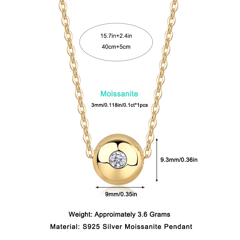 Fortune Circulation Moissanite Pendant Necklace — S925 Sterling Silver, Platinum-Plated