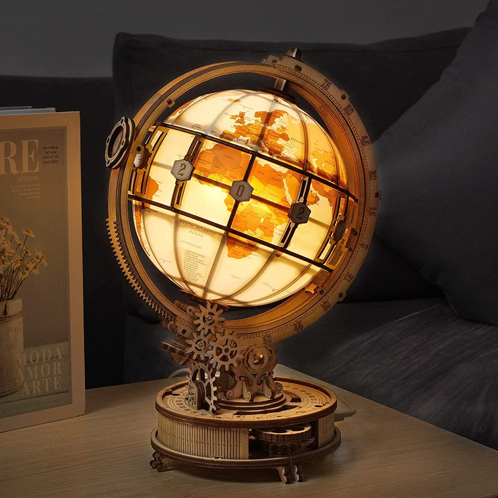 ROKR Luminous Globe - 180-Piece 3D Wooden Puzzle with LED Light
