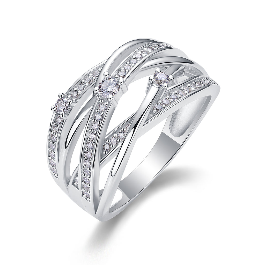 Star Burst Moissanite Ring in S925 Sterling Silver