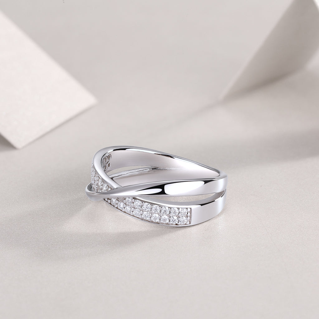 Wrap-Around Moissanite Sterling Silver Ring