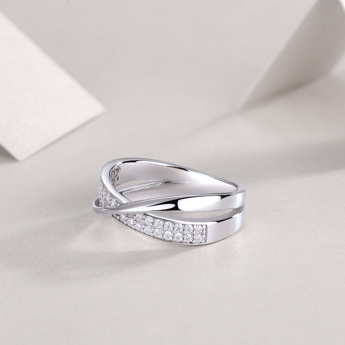 Wrap-Around Moissanite Sterling Silver Ring
