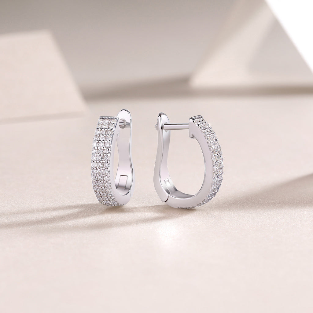 Moissanite Sterling Silver Earrings - Elegant Design