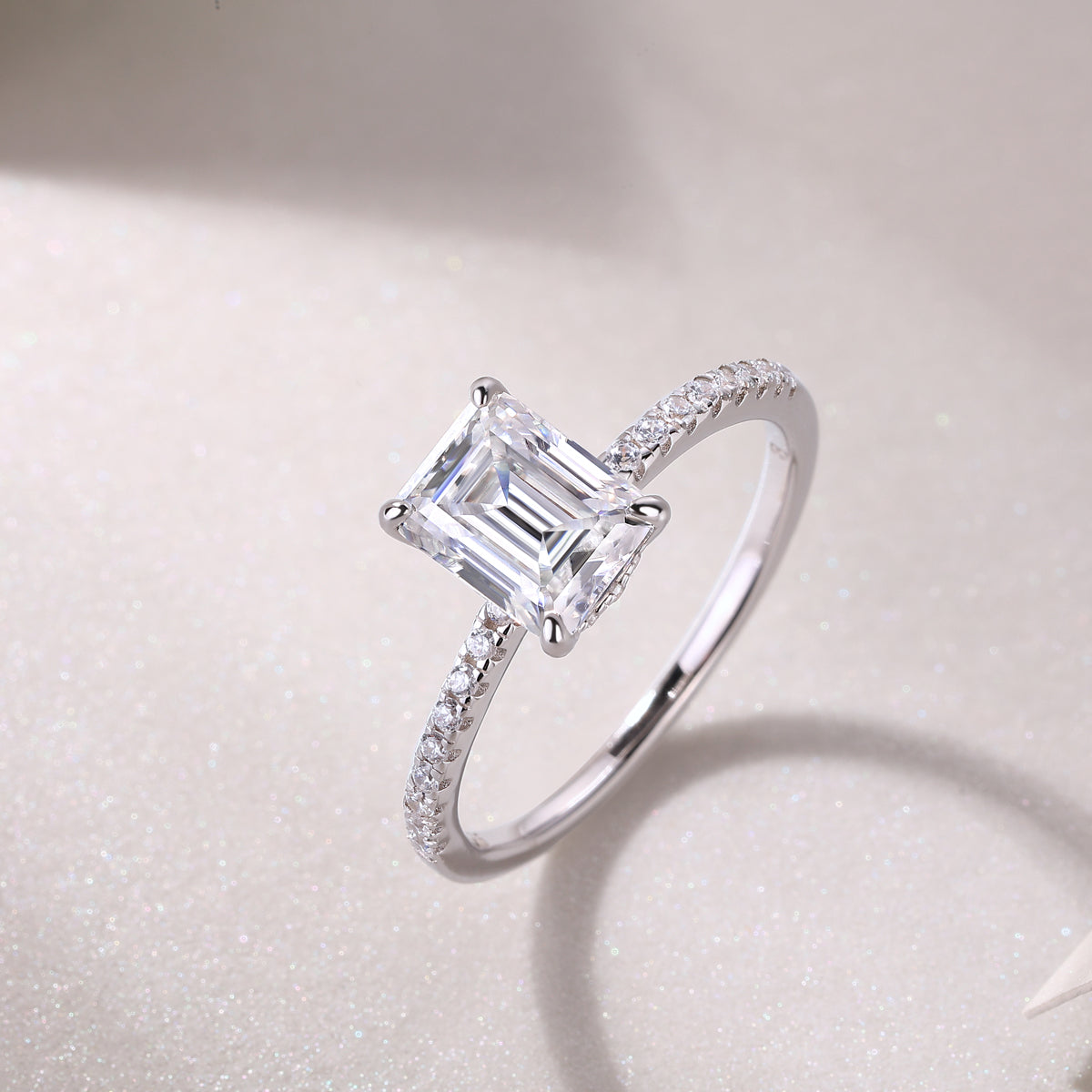 Octagonal Moissanite Ring - 925 Sterling Silver