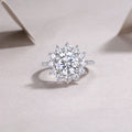 Sunflower 3-Carat Moissanite Bezel Ring in Platinum-Plated S925 Sterling Silver