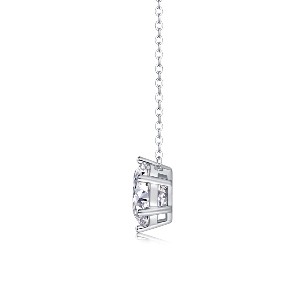 Moissanite Solitaire Pendant Necklace in S925 Sterling Silver — 1, 2 & 3 Carat