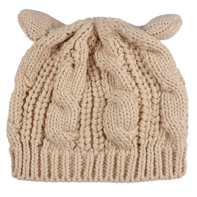 Handmade 3D Cute Knitted Cat Ear Beanie - Various Colors
