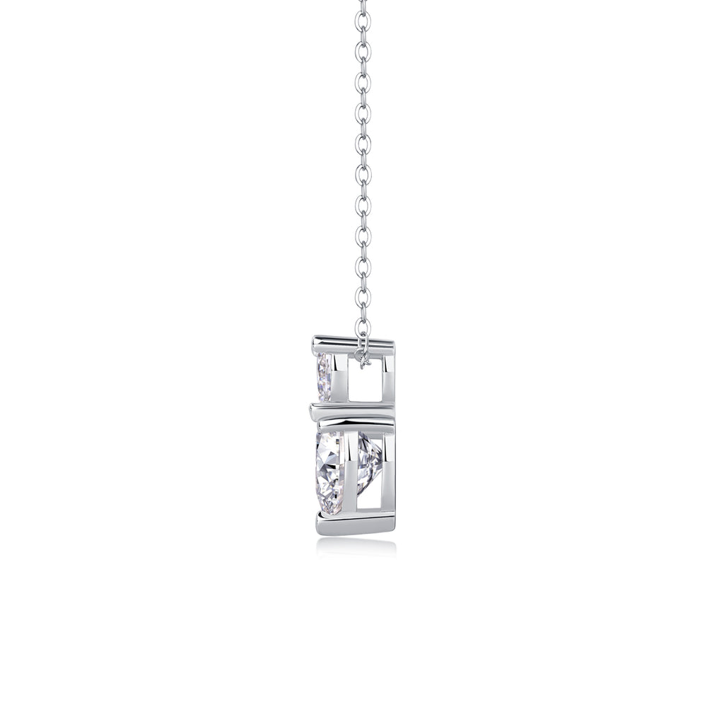 Heart Moissanite Necklace - S925 Sterling Silver Platinum-Plated with Chain