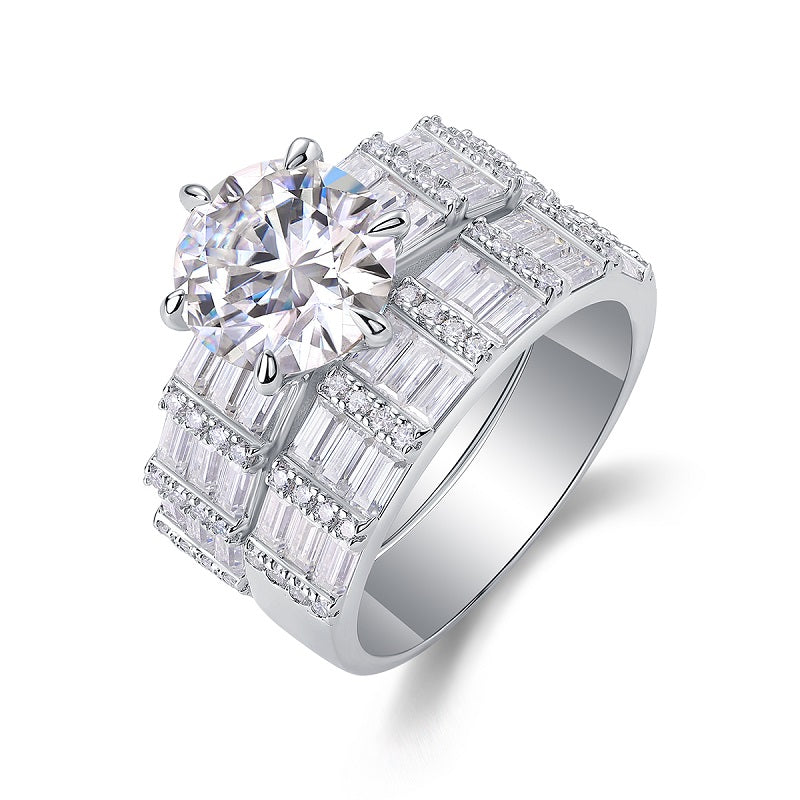 3-Carat Moissanite Platinum-Plated S925 Sterling Silver Ring