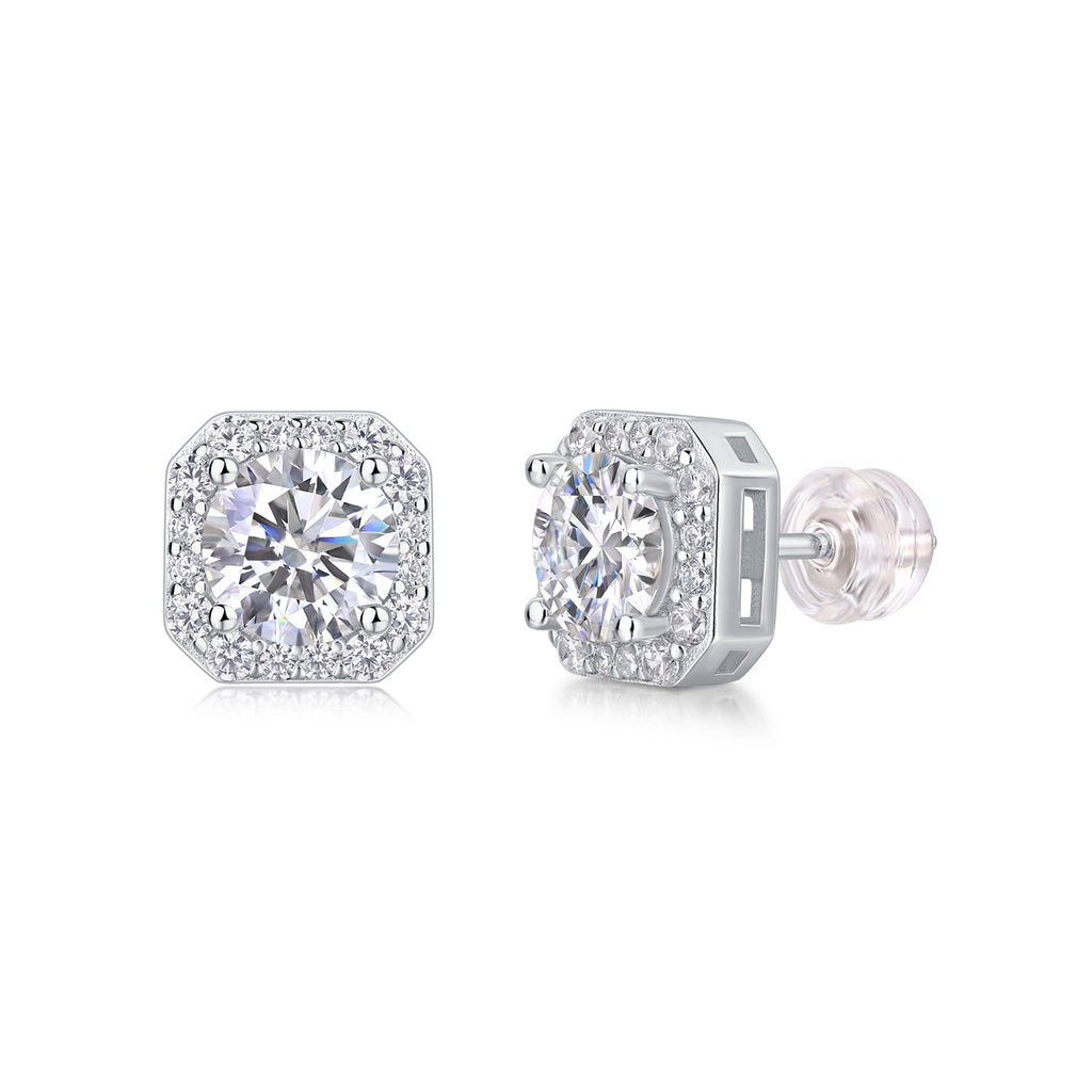 1 Carat Moissanite Heart Rose Stud Earrings