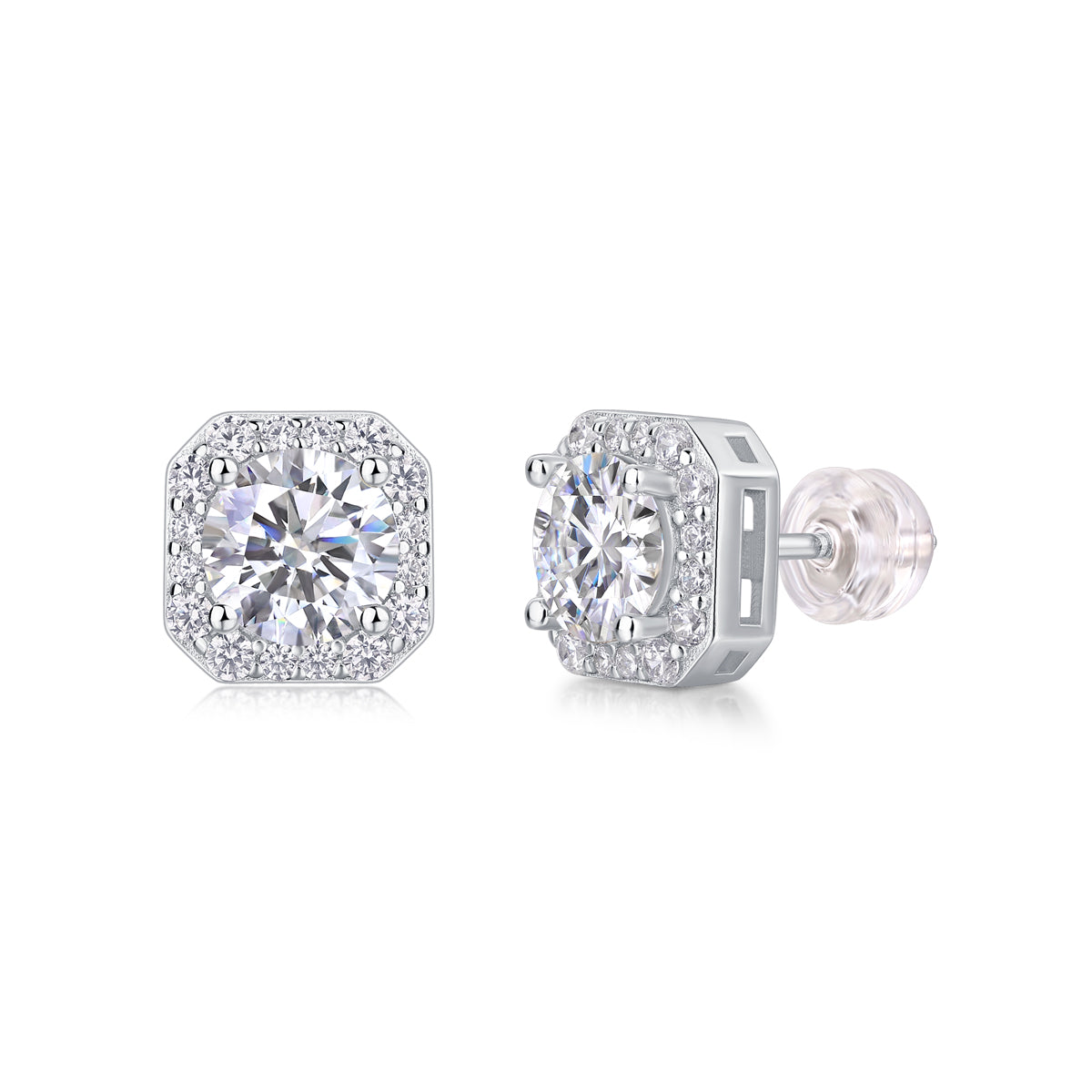 1 Carat Moissanite Heart Rose Stud Earrings