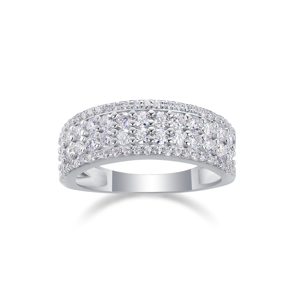 Multi-Row Moissanite Ring - S925 Sterling Silver Luxury Band