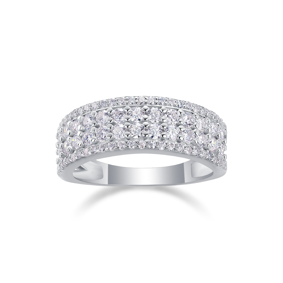 Multi-Row Moissanite Ring - S925 Sterling Silver Luxury Band